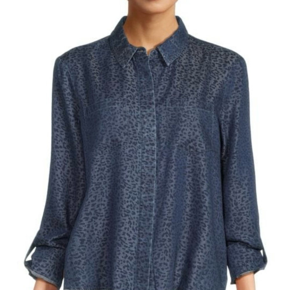 Women's Blue Leopard Print shirt dress